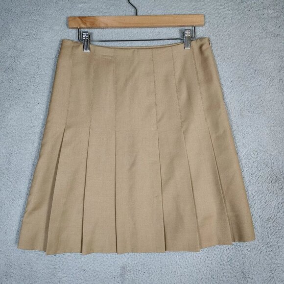 Banana Republic Skirt Women's 4 Tan/Camel, Pleated Wool Blend A-Line Preppy - Picture 3 of 5